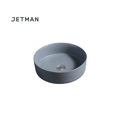 China JM7849 360*360*120 Art Round Toilet Modern Hand Wash Basin Dark Gray Color Sink Art Ceramic for sale