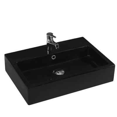 China JM7549B-60 605*420*135 Premium Modern Home Or Hotel Black Counter Hole Bathroom Sink Modern Ceramic Single Basins for sale