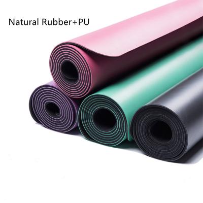 China High Quality Custom Eco Friendly PU+rubber Printing Natural Rubber Yoga Mat 5mm Gym Absorb Best PU Sweat Anti-slip Mat for sale