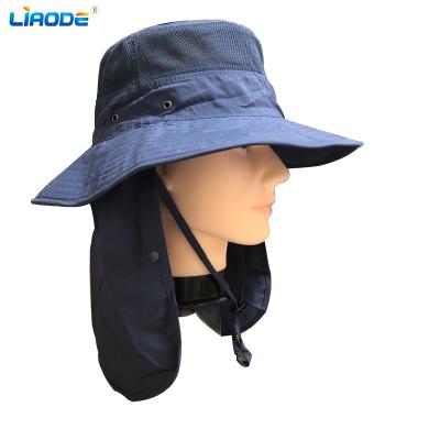 China breathable & Waterproof Hot Sales Custom Logo100% Polyester Cute Hat Cap Outdoor Fishing Wide Brim With Neck Cover Fin Bucket Hat for sale