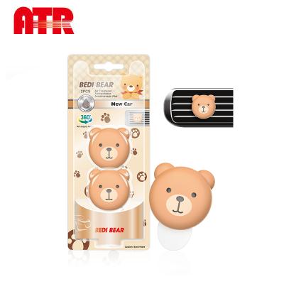 China Bear Desgin Mini Car Air Purifier Custom 2pcs Car Air Freshener Bear Gel Lasting Air Freshener for sale