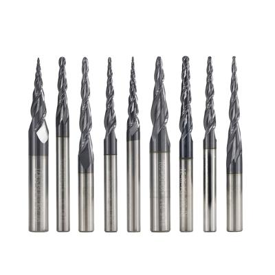 China 1pc Tungsten Solid Carbide IN HIGH SPEED STEEL Tapered Ball Nose End Mill Router Bit CNC Taper Ball Nose Endmill For Metal Wood Milling Cutter for sale