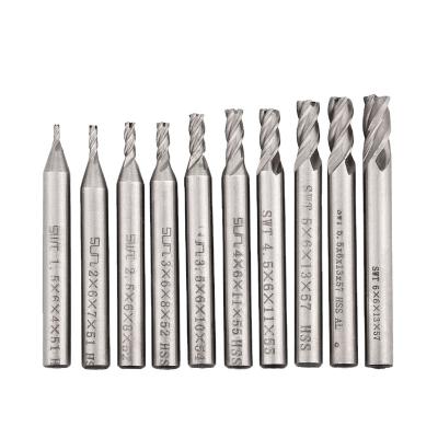 China 10PCS HSS High Speed ​​Steel Milling Cutter 4 Flute End Mill 1.5-12mm For CNC Machine Tools Metal Router Bit Cutter Aluminum Milling Bits for sale