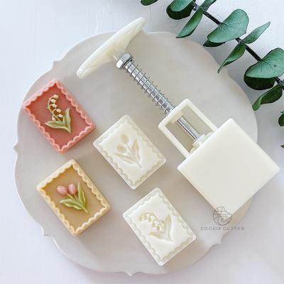 China Viable Mung Bean Cake Tulip Pineapple Cake DIY Mid-Autumn Festival DIY Hand Pressure Fondant Moon Cake Mold for sale