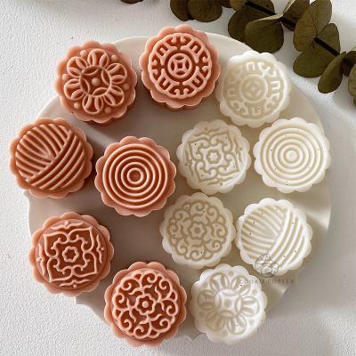 China 50g Windflower China-chic Chinese Viable 6-Piece Mung Bean Cake Dessert Model Household Printing Embossing Tool Moon Cake Mold for sale