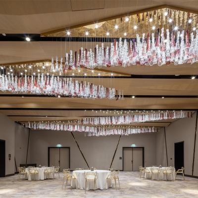 China Customized Modern Hanging Hotel Banquet Corridor Ceiling White Glass Pendant Light for sale