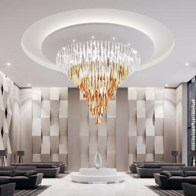 China Modern Indoor Hotel Ceiling Inverted Triangle Crystal Modern Decoration Led Chandelier Lamp for sale