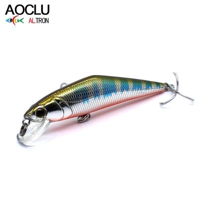 China AOCLU Selling ABS Wobbler 63mm Plastic Hard Minnow Primer 8.0g Flat Body Fishing Tackle Lure For Bass Trout Fishing for sale