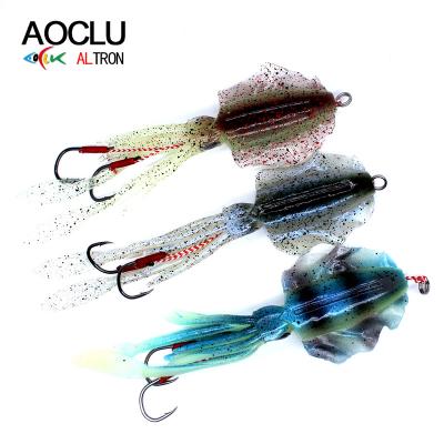 China Silicon With Lead New 60g 150mm Weight AOCLU Silicon Squid Octopus Jig Prime UV Glowing Lure With 4/0 Hooks Aid For Saltwater Trolling Fishing for sale