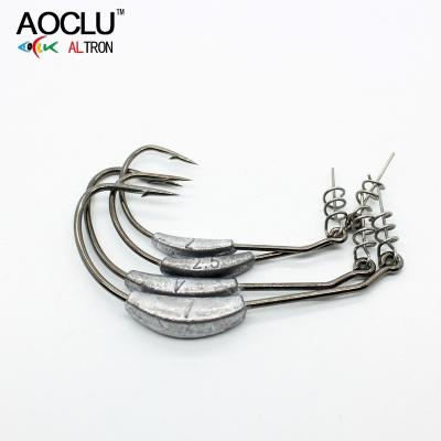 China Hook With Weight AOCLU 4g Lead Weighted Hook Stripped Lead Crank Leg Fishing With Worm Spring Lock Pin To Fix Soft Bait Worm Firmly For Beach Boat Use for sale