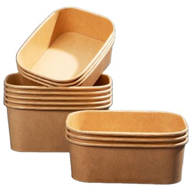 China Disposable Customizable Kraft Paper Thickened Lunch Box Disposable Microwave Takeout Packing Box for sale