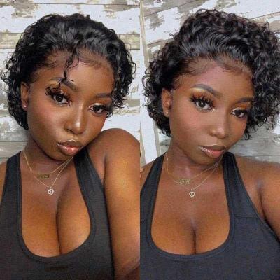 China Cheap short body wave LTHAIR hd 13x1 lace wigs brazilian wigs and front frontal peruvian original wigs pixie lace hair logo for sale