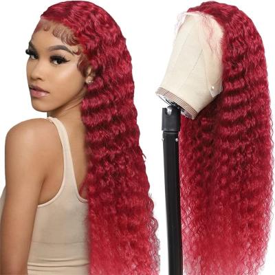 China LTHAIR 99j Burgundy Full Body Hd Deep Wave Hair Wig 13x6 13x4 Deep Wave Human Hair Wig 99j Red Deep Wave Frontal Burgundy Lace Front Wig for sale