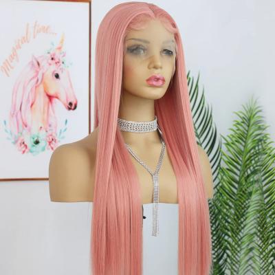 China Body Wave Pink Colored Straight Body Wave Human Hair Remy Brazilian Virgin Human Hair Wig Lace Front Wig Transparent Pre Plucked Women for sale