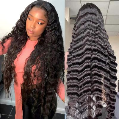 China LTHAIR Brazilian Deep Wave 13x6 Deep Frontal Wig 40in Hd Transparent 250% Body Lace Front Wig 13x6 Virgin Human Hair Raw Hd Full Lace Wig Vendor for sale