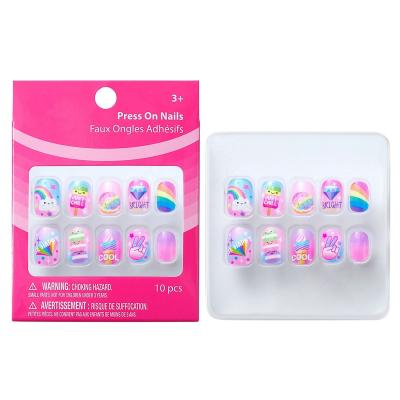 China Design Latest Kids Nail Cute Rainbow Cherry Design Fake Nail Press Nail Decoration for sale