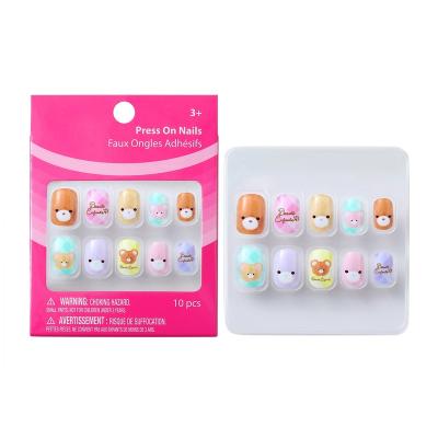 China Wholesale Cute Design Printing Kids Animal Fake Nails Reusable Fake Nail Set for sale