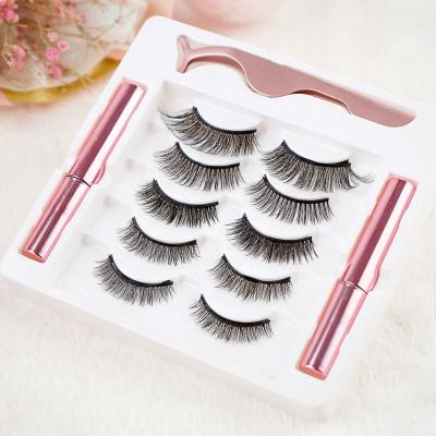 China Natural Feeling Arrival Customize False Lashes 3D Eyeliner Partner Set Individual Eyelash Extension 5 Pairs Stick Free Magnetic Eyelashes Kit for sale