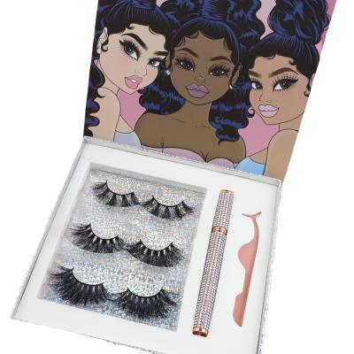 China Thick Magnetic Eyeliner and Magnetic Eyelash Kit Lashes Tweezer And Eyelashes Set With Eyeliner Pencil Eyelash Extension Sets for sale