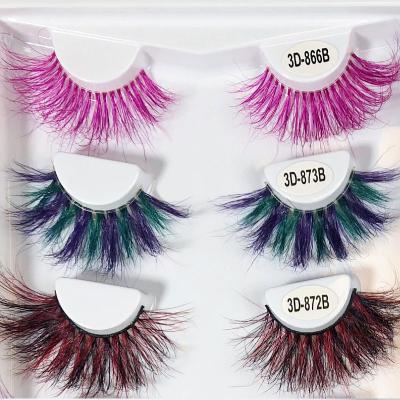 China Real Colored Handmade Colorful Eyelashes 3d Lashes Eyelashes With Best Price Mink Lashes 3D for sale