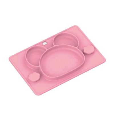 China New Type American Style Kids Silicone Dishes For Toddlers Divided Baby Pop Plates BPA Free Dishwasher Safe for sale