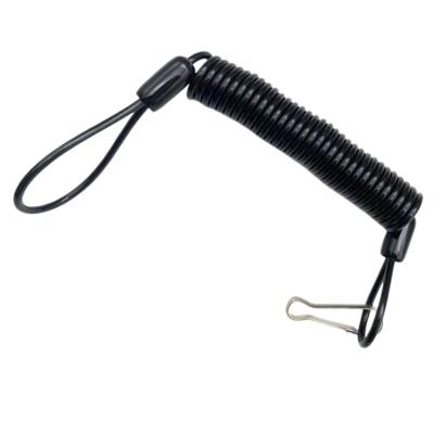 China Tools Safety PVC Rope 3.0mm Security Cable Support Clamps Reel Steel Lanyard (Hot Offer) Ties Spring Lanyard For Security Grip Retracting Tool for sale