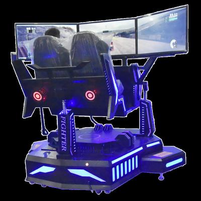 China Plastic Interactive 3 SCREEN 2 Seats  6 DOF VR 360 Car Racing VR Simulator Amusement Park Driving Car Game Machine for sale