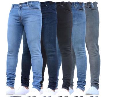 China Wholesale Custom Logo Fade Proof Straight Men's Mid-waist Thin Jeans Color Elastic Denim Skinny Pants Trousers for sale