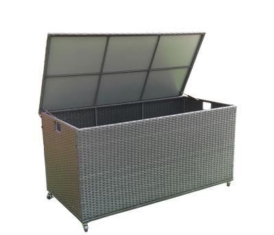 China Modern Outdoor Luxury Wicker Deck Storage Box Fashion Patio Garden Furniture All Weather Patio Container for sale