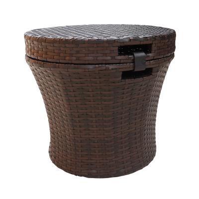 China Modern Good Quality Rattan Table Outdoor Small Patio Trash Bin Storage Container Box With Lid For Garden Yard for sale