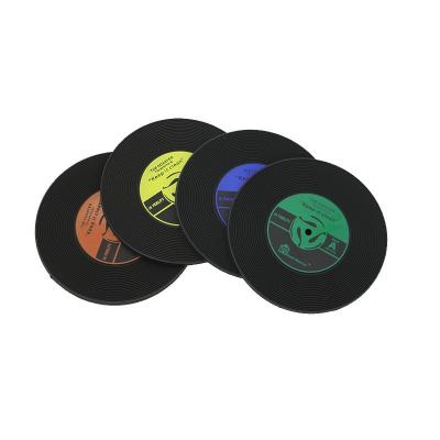 China Viable Soft Hotspot PVC Vinyl CD Coasters. Retro Cup Desk Mat With Glue Can Be Customized With Logo for sale