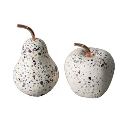 China Eco-friendly Handwork Art Christmas Decoration Concrete Apple Indoor And Outdoor Decoration Etc. with metal stick for sale