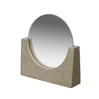 China Office Mirror Rustic Home Decor Concrete Base Make Up Mirror For House Decoration for sale