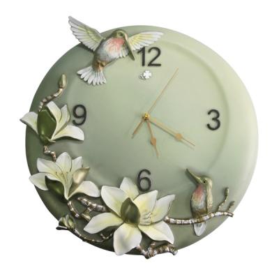 China Indoor and outdoor decoration etc rustic vintage resin flower DIA40cm concrete gear wall clock. 3d retro for sale