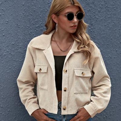 China Women's Jackets Anti-wrinkle And Coated 2021 Simple Corduroy Fabric Breasted Long Sleeve Woman Coat Ladies Street Wear Long Casual Women Fall Coats for sale