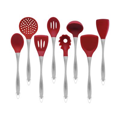 China Sustainable Kitchenware Accessories 8 Pcs Cooking Tools Stainless Steel Handle Silicone Kitchen Utensils for sale