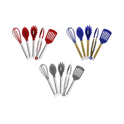 China Viable Custom Kitchen Accessories Cooking Utensils Logo Tools Gold Coating Handle Mini Silicone Utensils Set for sale