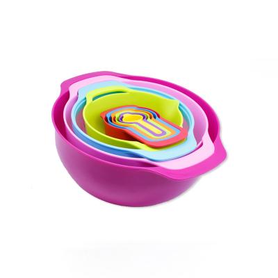 China Sustainable Hot Selling Salad Cooking 10pcs Disposed Use Measuring Cup Bowls Plastic Nesting Mixing Bowl for sale