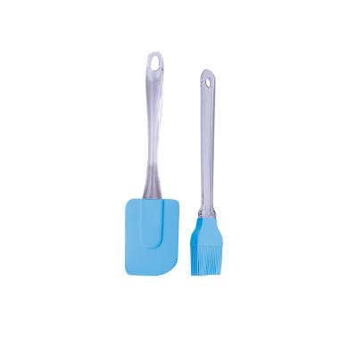 China Viable Paste Tools Baking Mixed Glaze Oil Spray OEM Color Transparent Silicone Brush Handle Spatula for sale