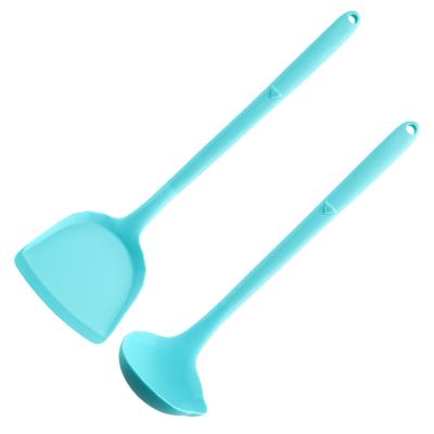 China New Design Sustainable Silicone Utensils Non-Stick Cooking Accessories Kitchen Tools Pouch Soup Spoon Shovel Set for sale