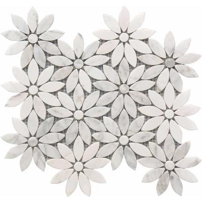 China Parquet Marble Flower Mosaic Slab Flower White Color Decoration Stone Mosaic Slabs for sale