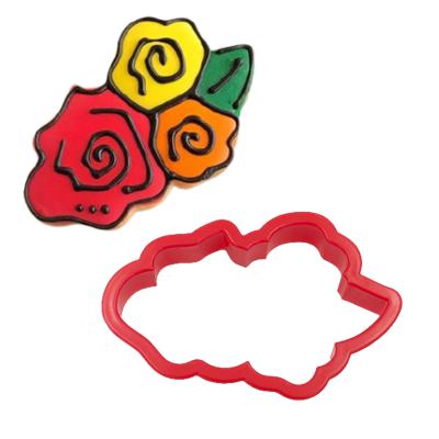 China Sustainable 2 PCS Day Of The Death Large Flower Shaped Plastic Cookie Cutter Set For Kids Cake Baking Decorating Tools for sale