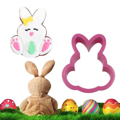 China 2 PCS Plastic Large Easter Bunny Shaped Cookie And Cake Fondant Pastry Cutter Mold Viable Plastic Tool Kit For Kids Baking for sale