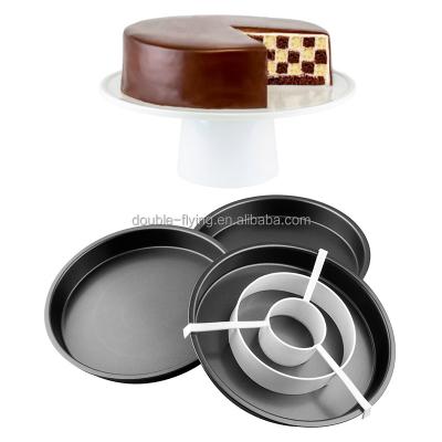 China Viable All Occasion Easy Layers Checkerboard Round Cake Pan Set For Dessert Party Cake Decorating Tools for sale