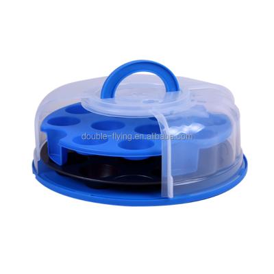 China 24 Round Cupcake Cupcake Muffin Pans with Plastic Cupcake Container Carrier and Easy Viable for Storage Carrying for sale