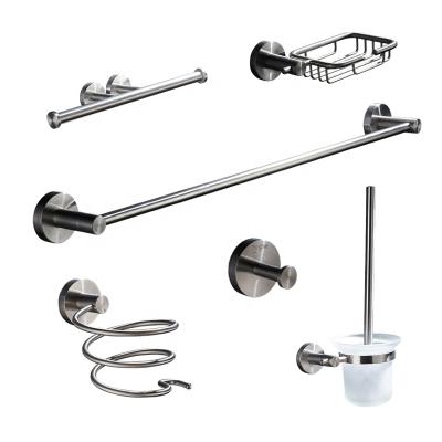 China Sustainable High Quality 304 6 Stainless Steel Bathroom Hardware Wall Washroom Accessories Set for sale