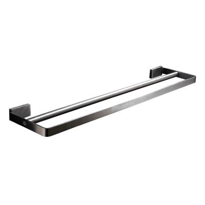 China Bathroom Accessory 304 Stainless Steel Bathroom Towel Rack Anti-rust Accessories Double Wall Mounted Towel Rack Bar for sale