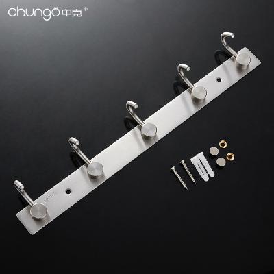 China Rustproof Bathroom 304 Stainless Steel Wall Robe Hanger Hangs Black Wall Mounted for sale