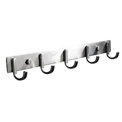 China Bathroom 304 Stainless Steel Antirust Cloth Towel Robe Hanging Hooks Black Wall Mounted for sale