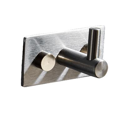 China Rustproof Bathroom Stainless Steel Metal Towel Robe Hanger Robe Hooks Wall Mounted Black for sale